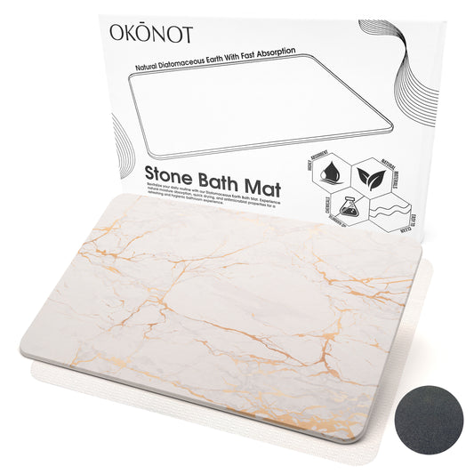 Marble Stone Bath Mat | 100% Pure Diatomaceous Earth | Calacatta Gold