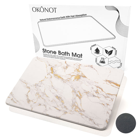 Marble Stone Bath Mat | 100% Pure Diatomaceous Earth | Carrara Gold