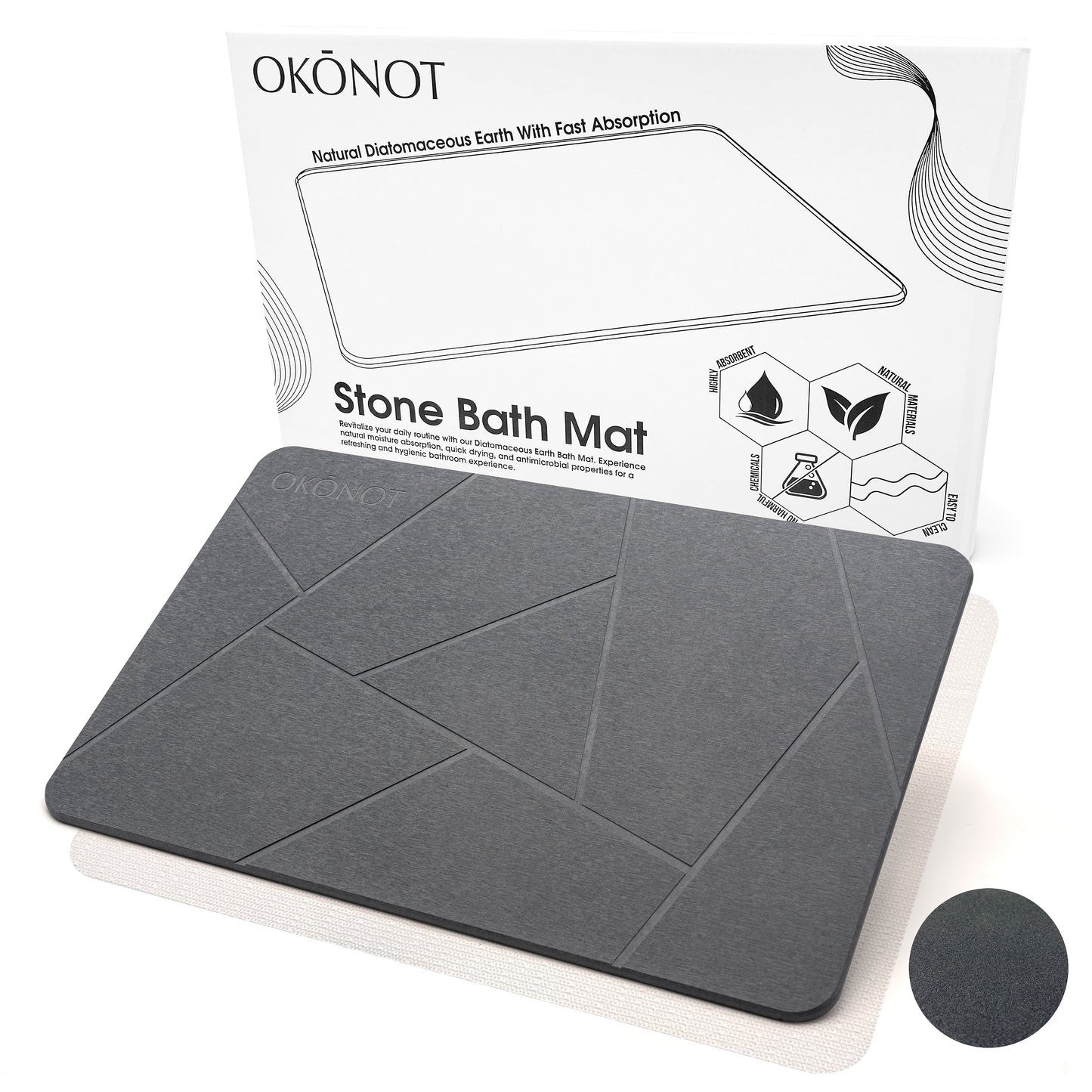 Stone Bath Mat | Luxury Carved Design | 100% Pure Diatomaceous Earth | Astratto