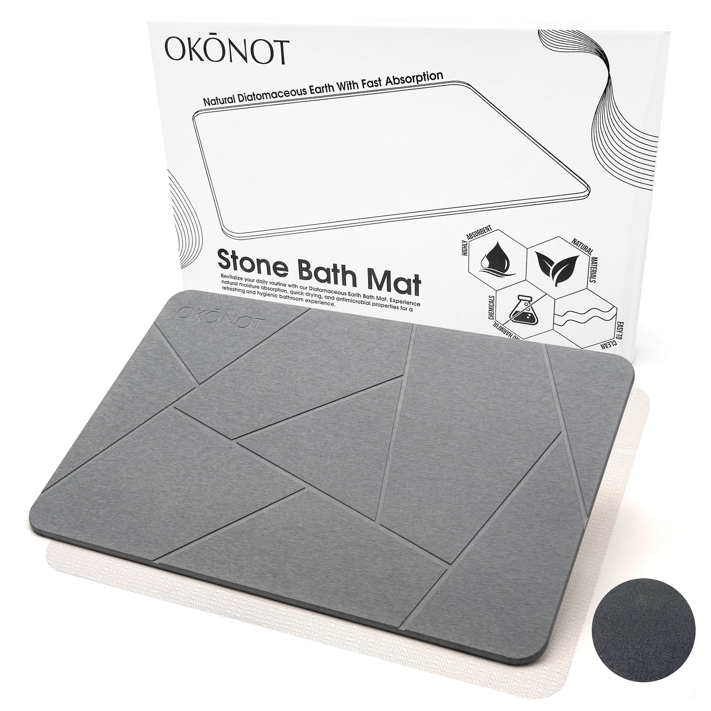 Stone Bath Mat | Luxury Carved Design | 100% Pure Diatomaceous Earth | Astratto