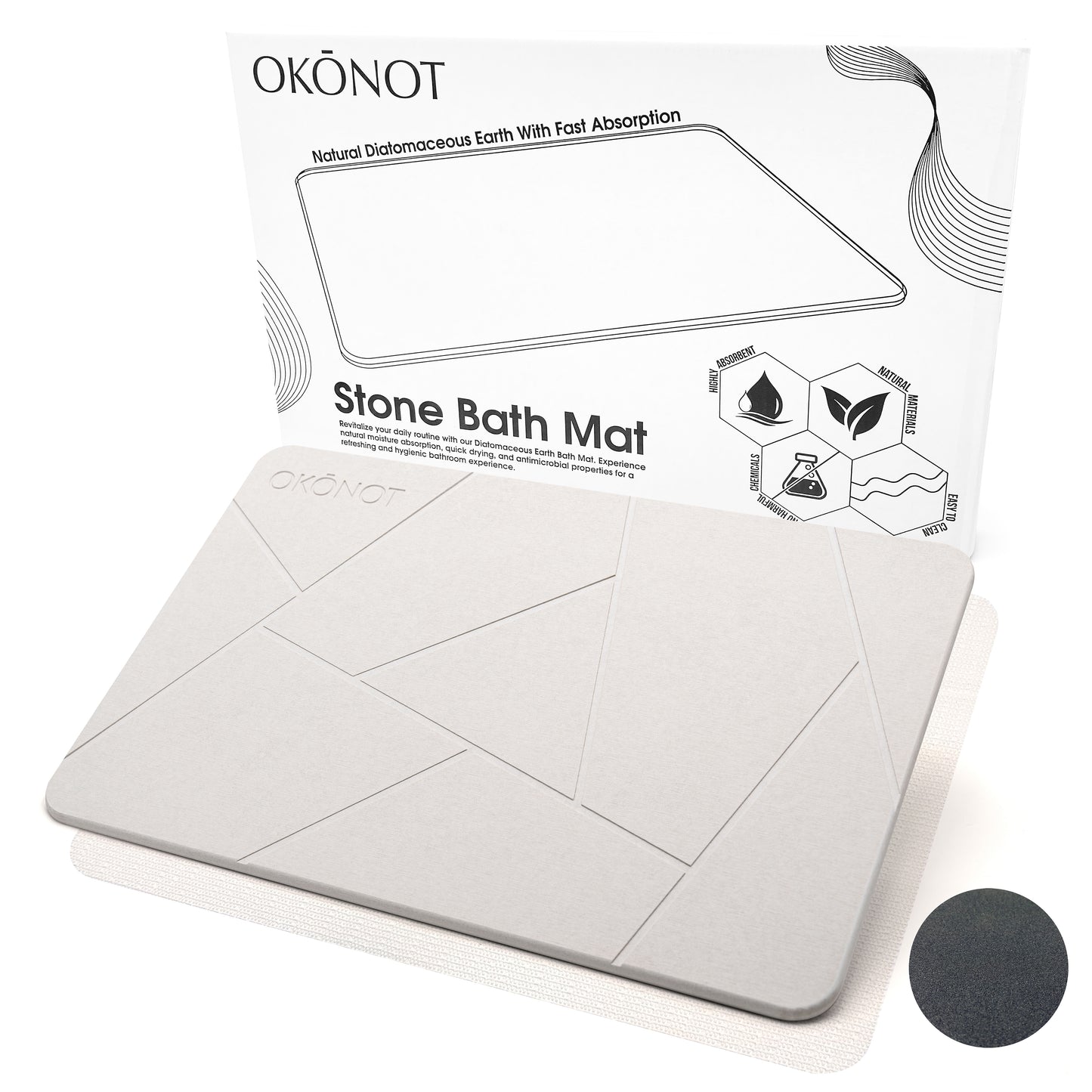 Stone Bath Mat | Luxury Carved Design | 100% Pure Diatomaceous Earth | Astratto