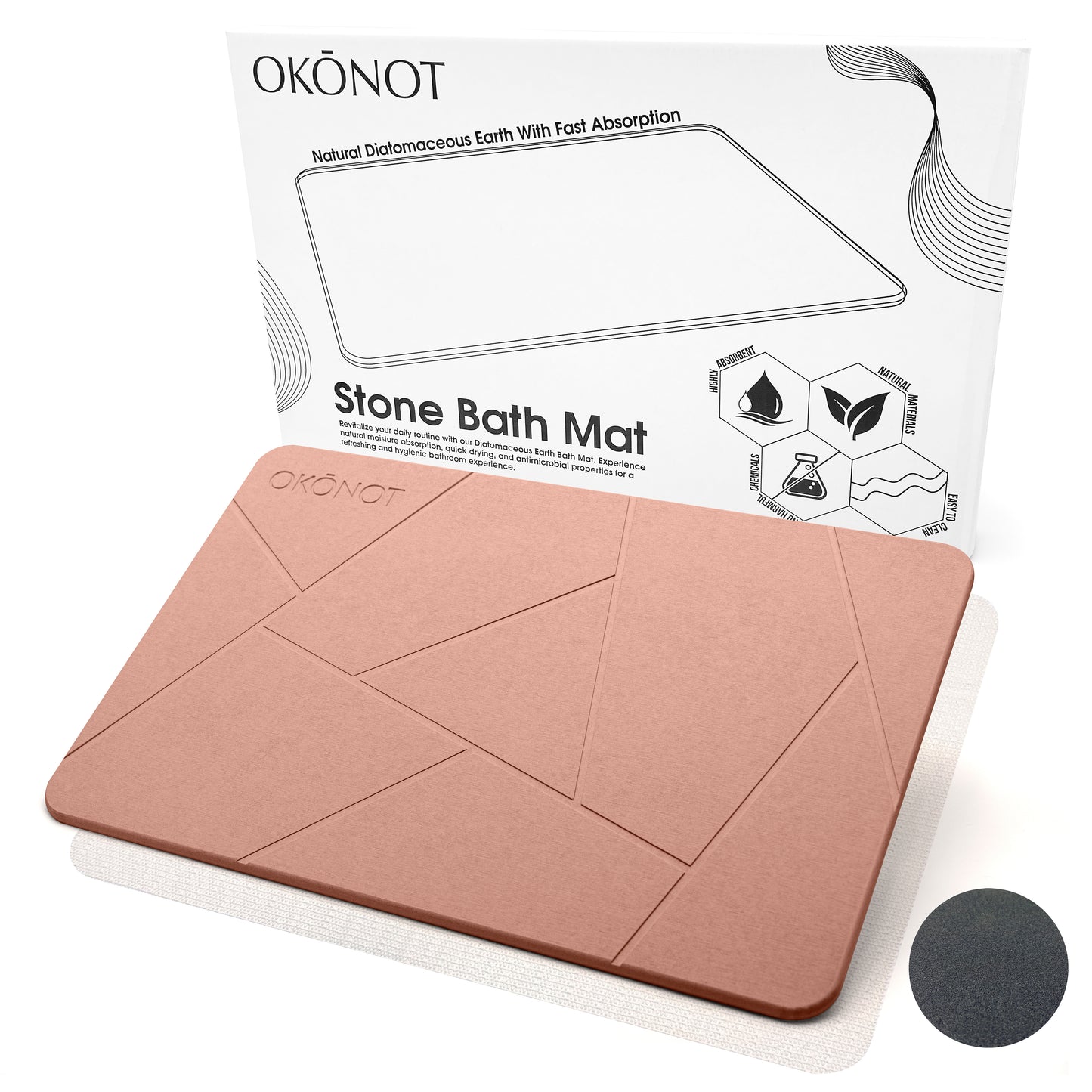 Stone Bath Mat | Luxury Carved Design | 100% Pure Diatomaceous Earth | Astratto