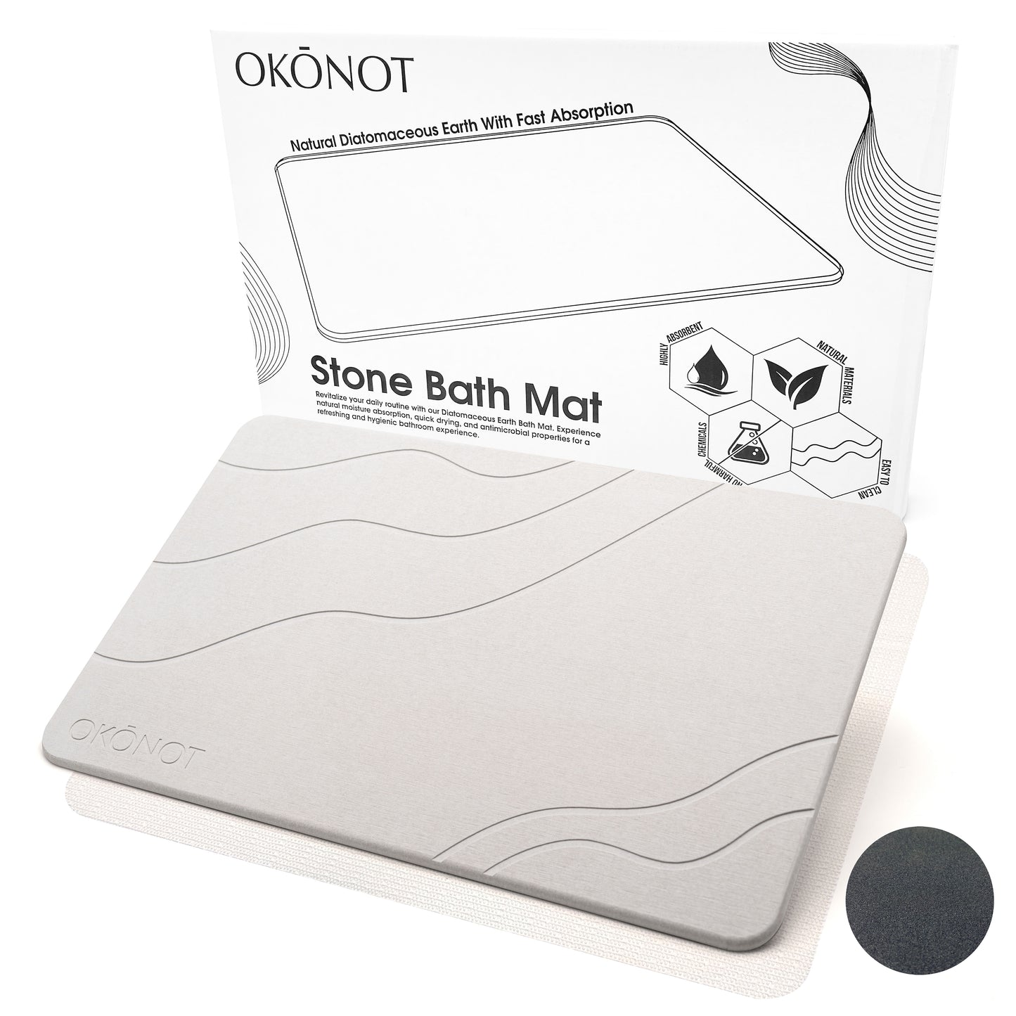 Stone Bath Mat | Luxury Carved Design | 100% Pure Diatomaceous Earth |  Aria