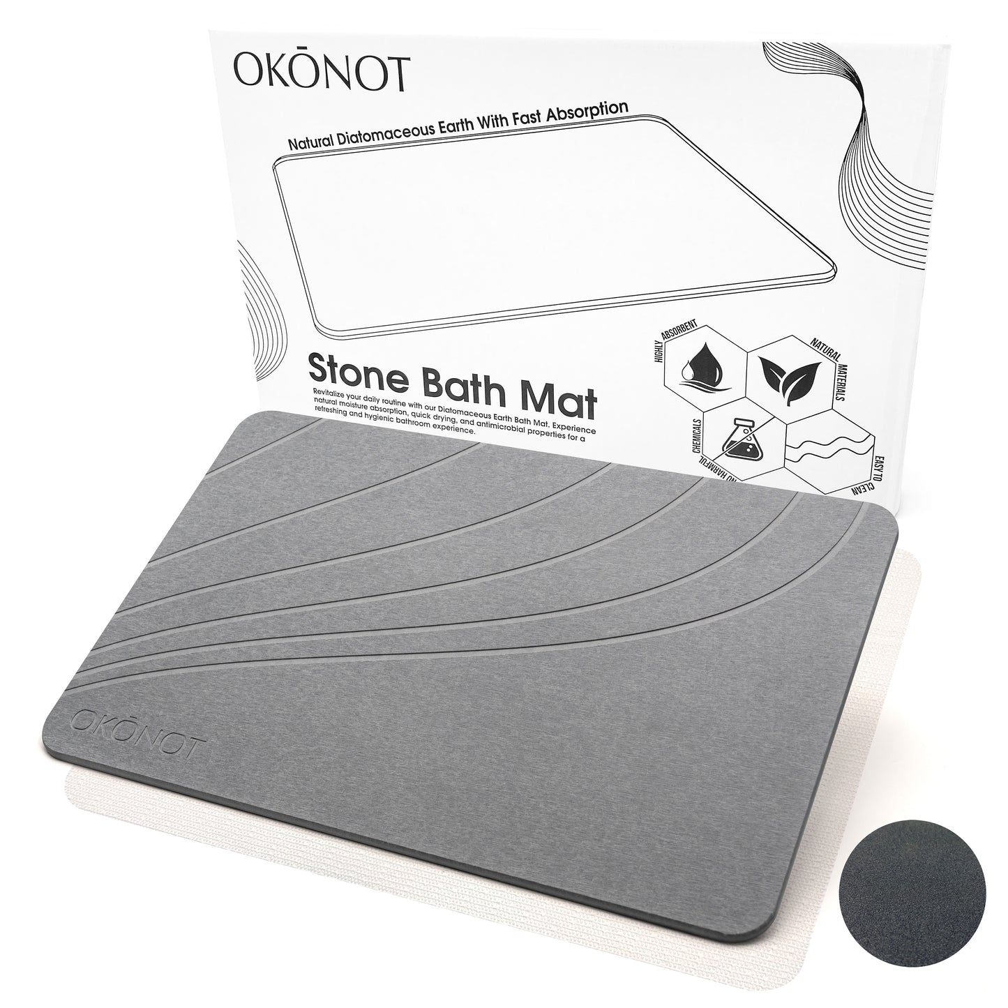 Stone Bath Mat | Luxury Carved Design | 100% Pure Diatomaceous Earth |  Allegria