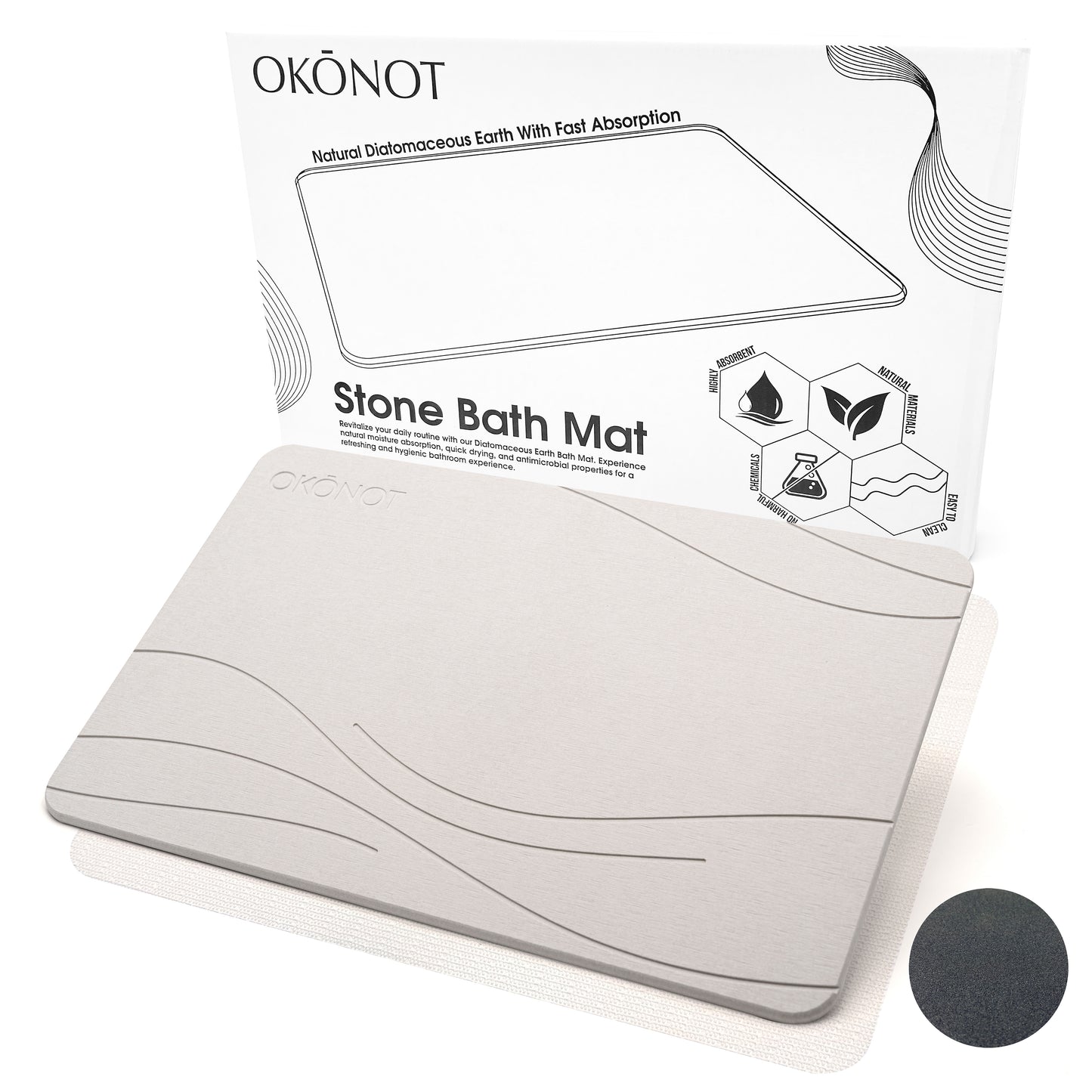 Stone Bath Mat | Luxury Carved Design | 100% Pure Diatomaceous Earth | Vento Leggero