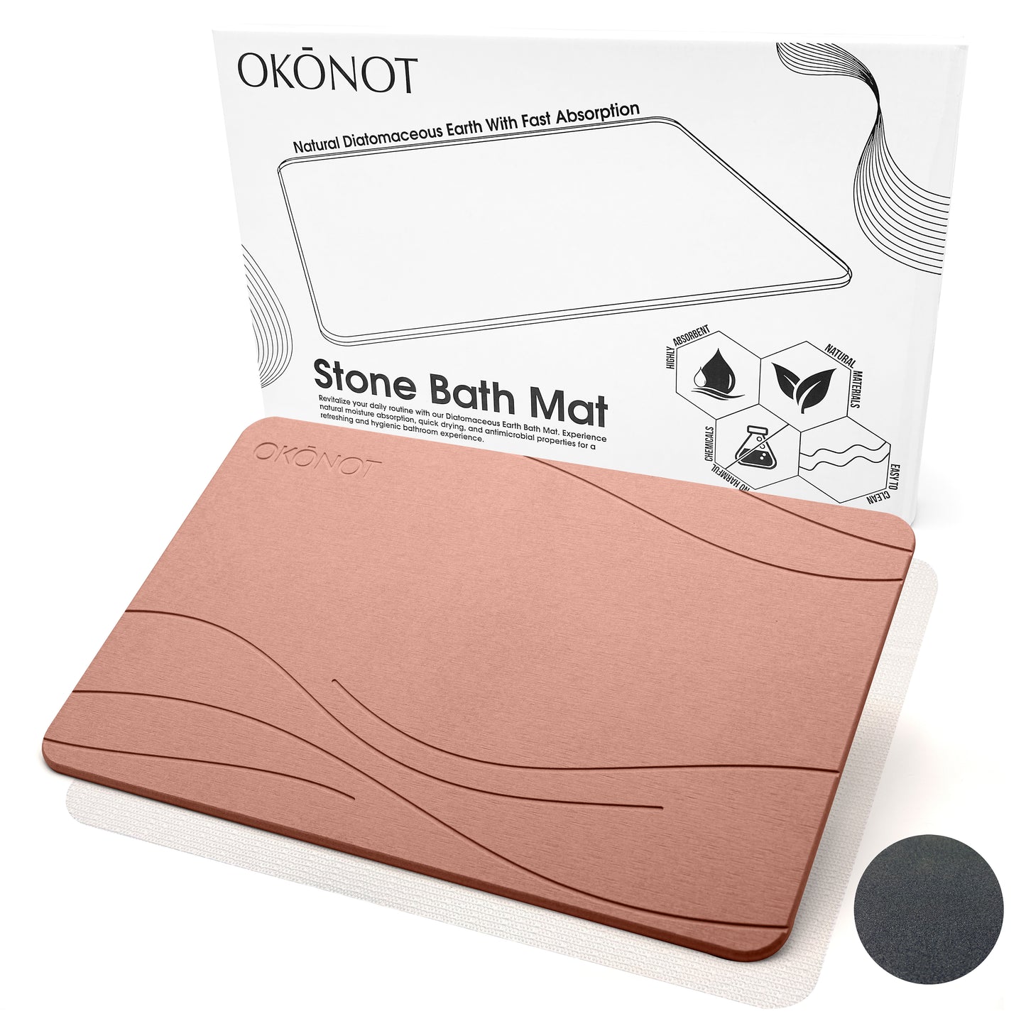 Stone Bath Mat | Luxury Carved Design | 100% Pure Diatomaceous Earth | Vento Leggero