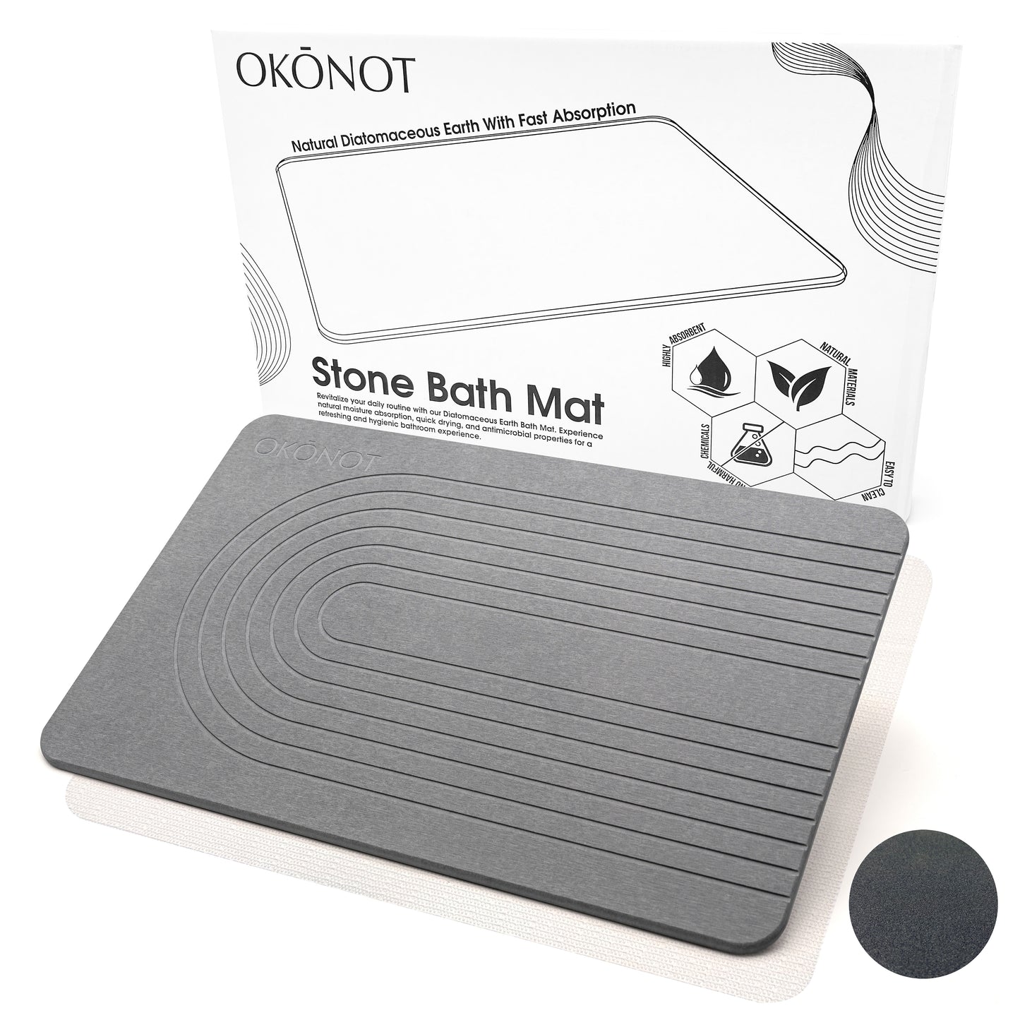 Stone Bath Mat | Luxury Carved Design | 100% Pure Diatomaceous Earth |  Arcobaleno