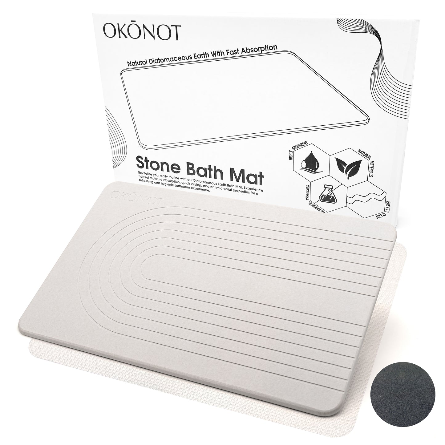 Stone Bath Mat | Luxury Carved Design | 100% Pure Diatomaceous Earth |  Arcobaleno