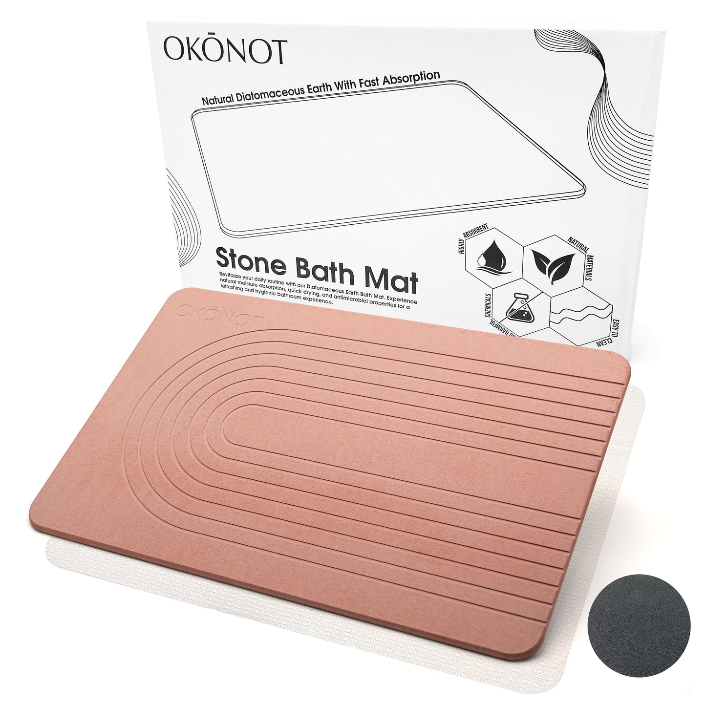 Stone Bath Mat | Luxury Carved Design | 100% Pure Diatomaceous Earth |  Arcobaleno