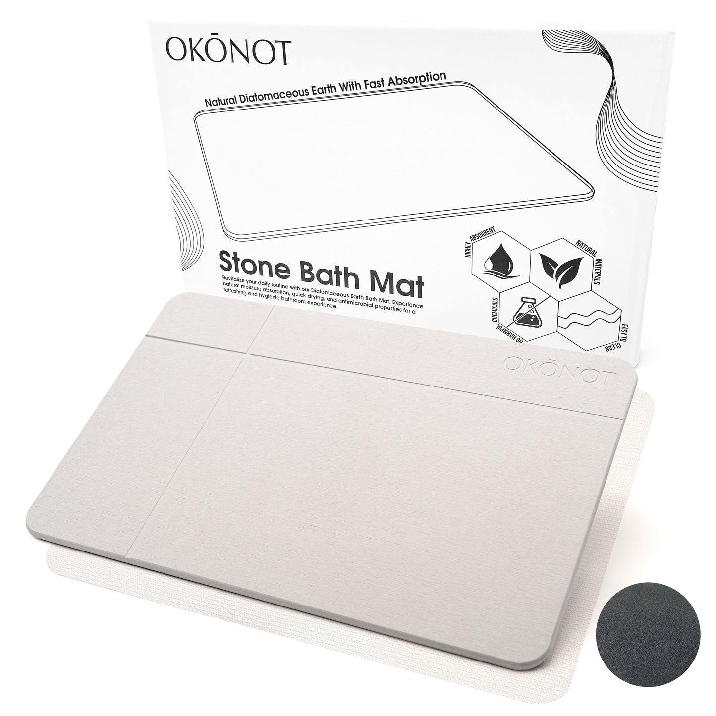 Stone Bath Mat | Luxury Carved Design | 100% Pure Diatomaceous Earth | Risveglio